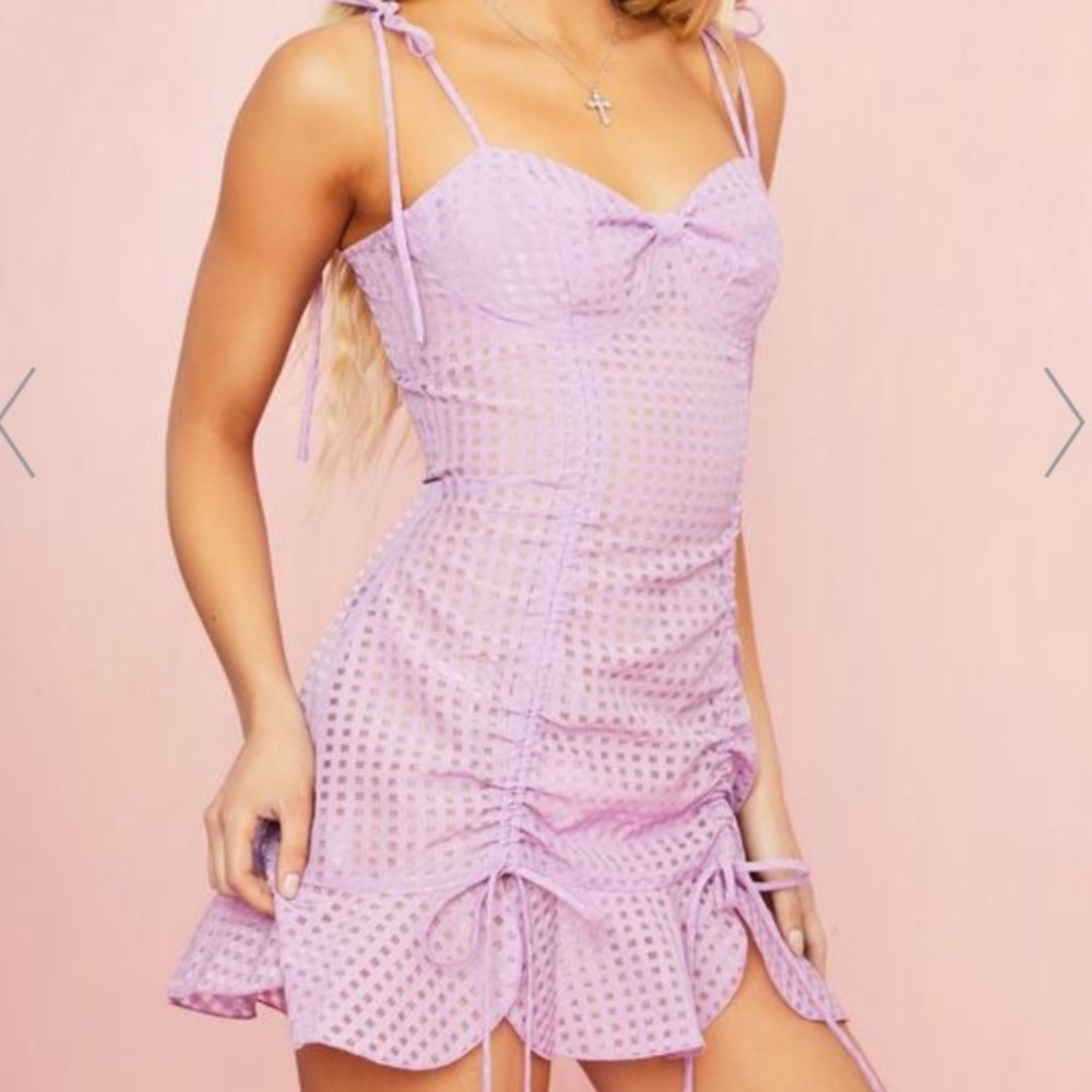 Sugarthrillz Made U Blush Lavender Gingham Dress